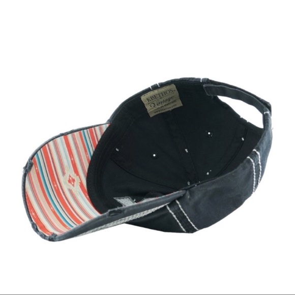 Black Vintage Style Baseball Cap Hat With Cross - Picture 4 of 5